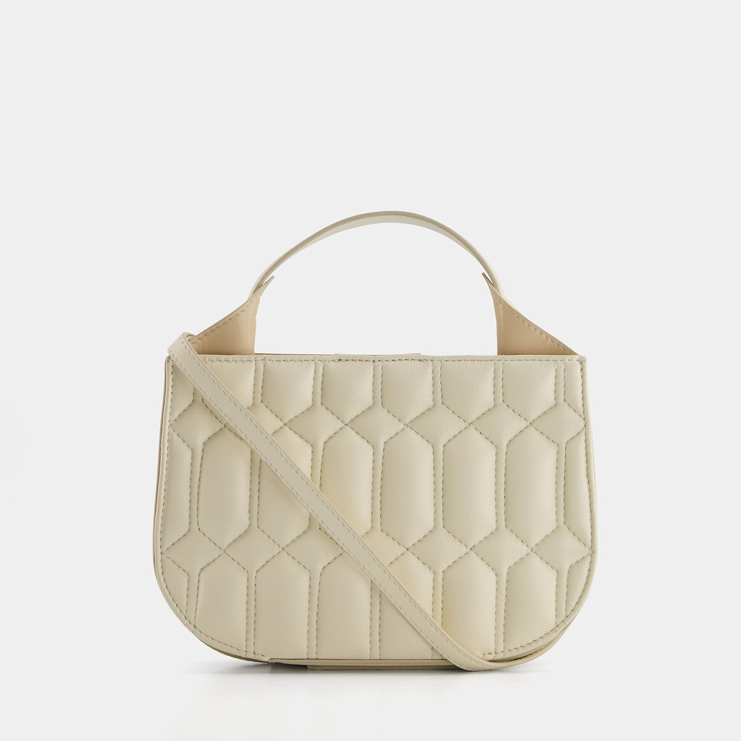 HELENE HOBO MINI QUILTED CHALK FRONT STRAP